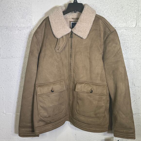Club Room Men's Faux Suede shearling lined Jacket Tan 2XL $250
